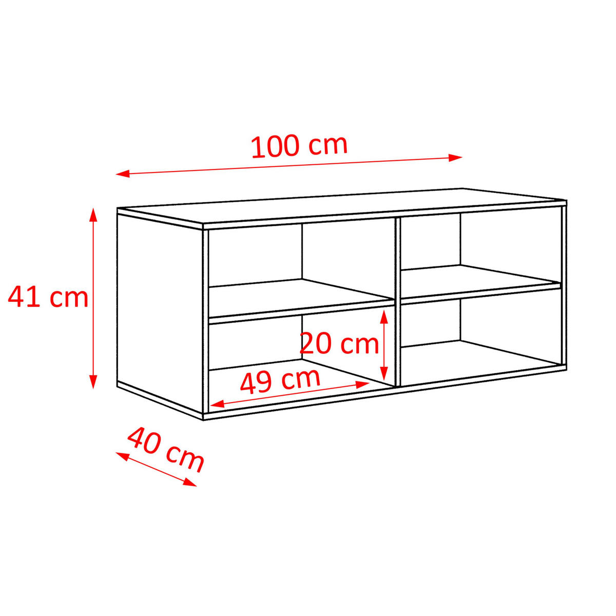 TV-SCHRANK CORA - Schwarz/Eiche Artisan, Holzwerkstoff (100/41/40cm) - Meblini