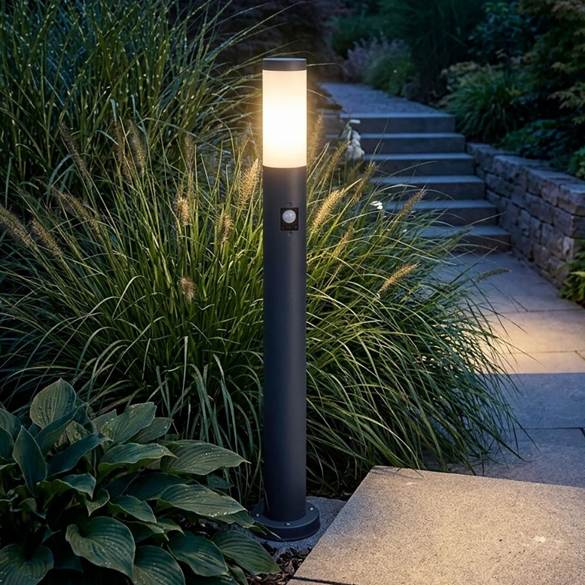LED STEHLEUCHTE Edelstahl Anthrazit - Anthrazit, Metall (7.6/11/80cm) - Globo Lighting