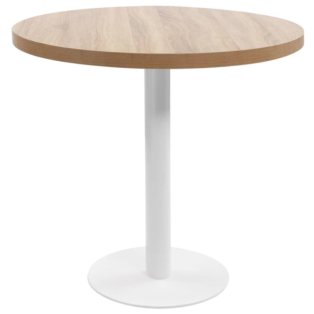 BISTROTISCH Flori rund Hellbraun/Weiß 80 cm MDF - Weiß, Holz (80/80/75cm) - DELUKE