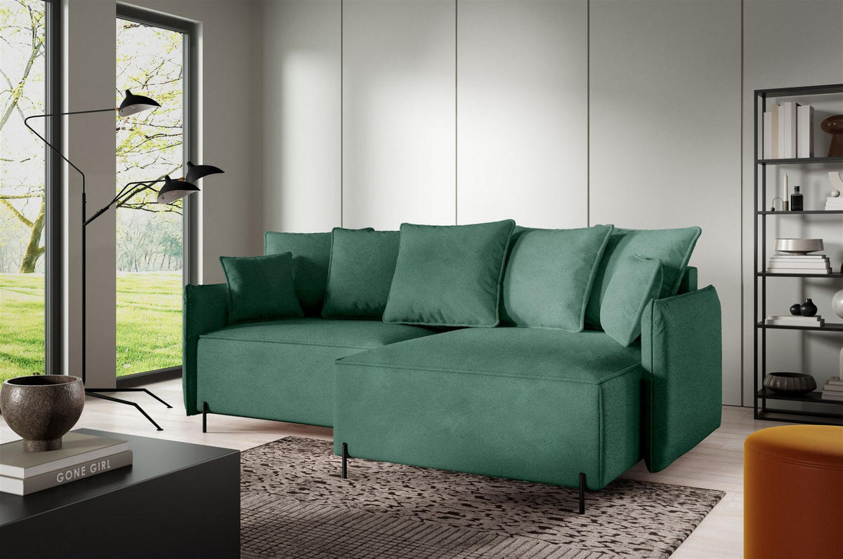 ECKSOFA Betto - Grün, Holzwerkstoff/Textil (221/148cm) - Fun Möbel