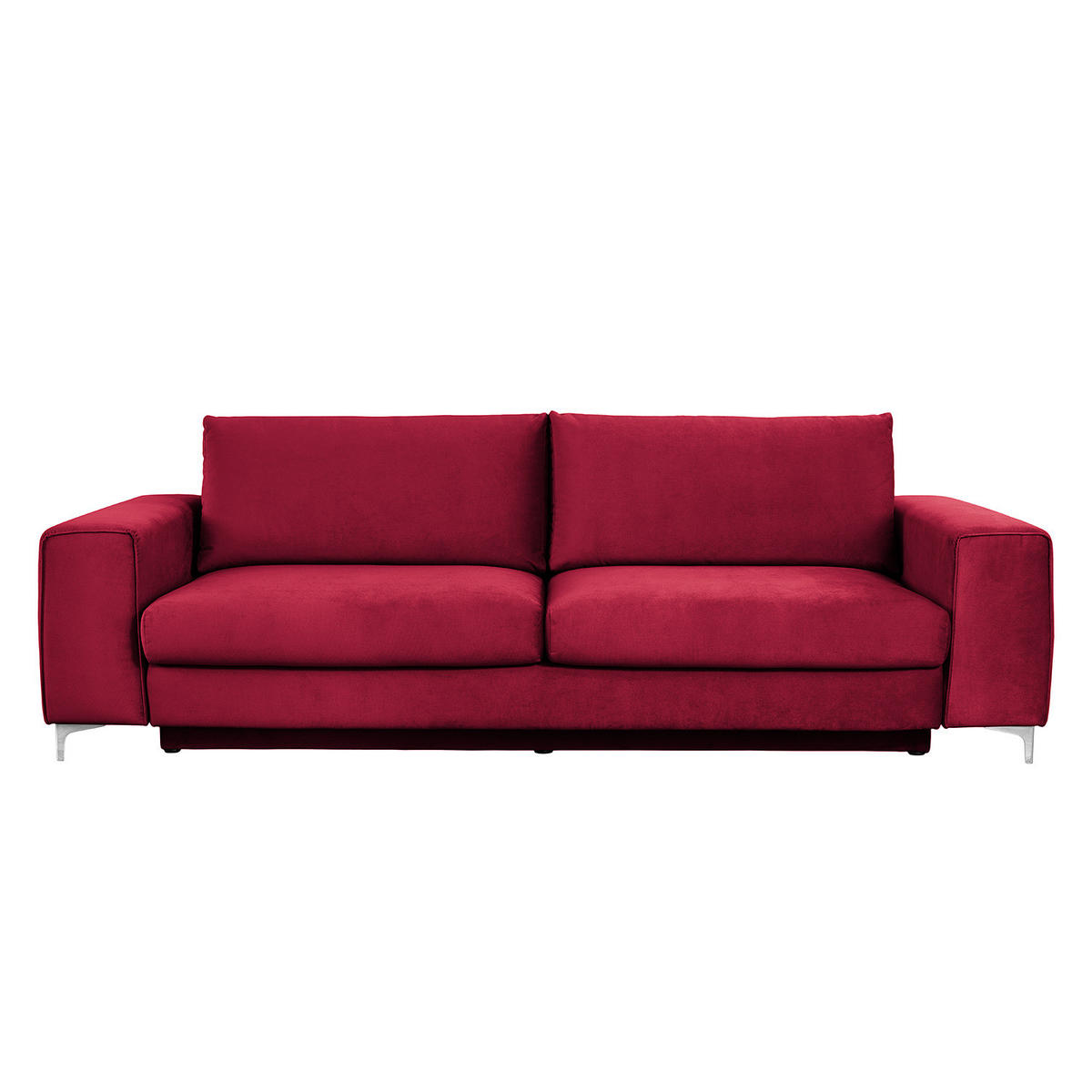 SCHLAFSOFA - Samt - Bordeaux/Silberfarben, Textil/Metall (265/91/105cm) - home24