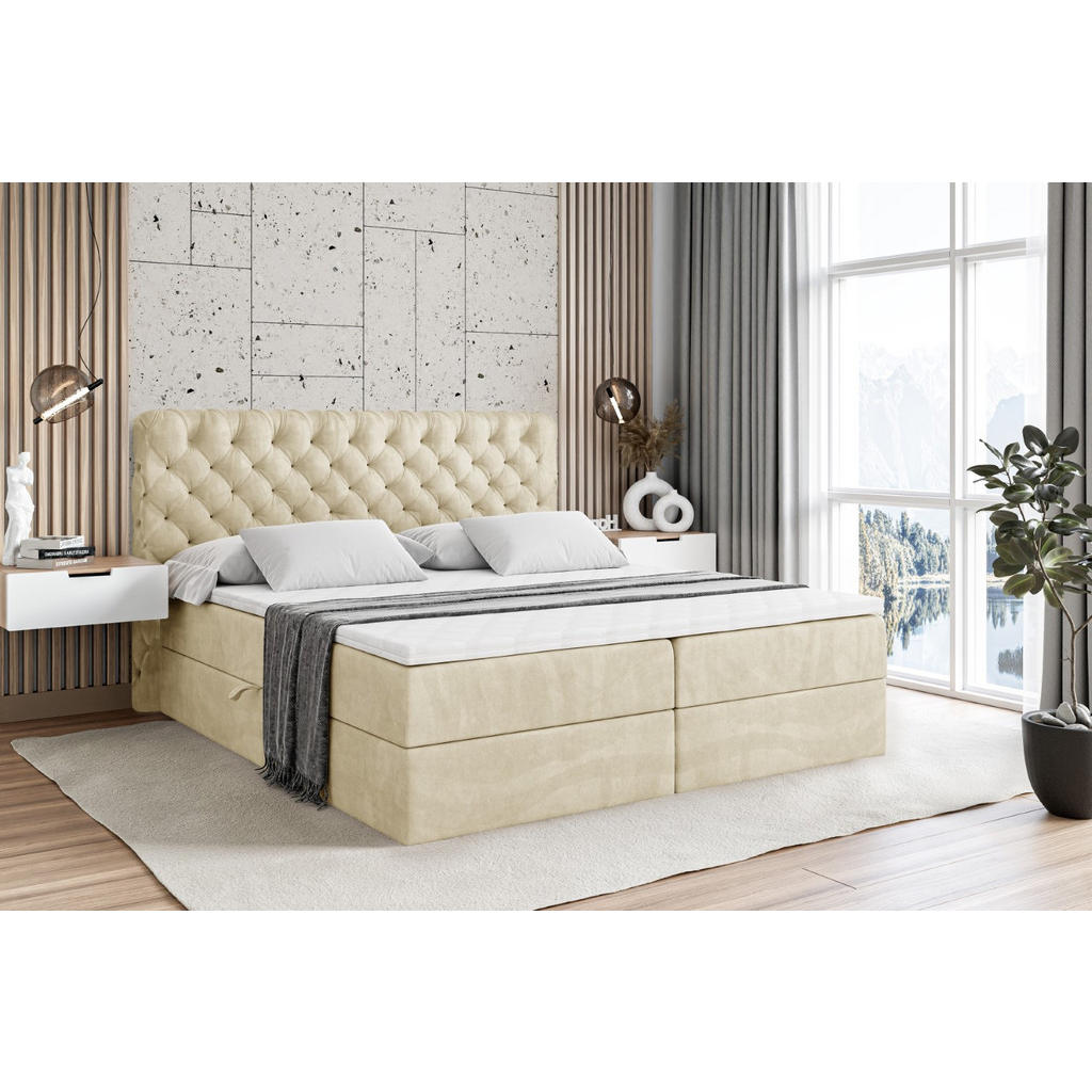 Thumbnail - Altdecor Boxbett, Beige, Holzwerkstoff, Höhe ca. 20 cm, 180x200 cm, Schlafzimmer, Betten, Boxspringbetten
