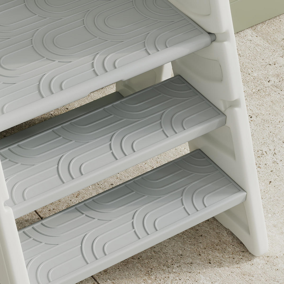 KINDERTRITTHOCKER DE-17237 3-fach höhenverstellbar & klappbar Grau - Grau, Naturmaterialien (47/61.5/46.5cm) - ComfortXL