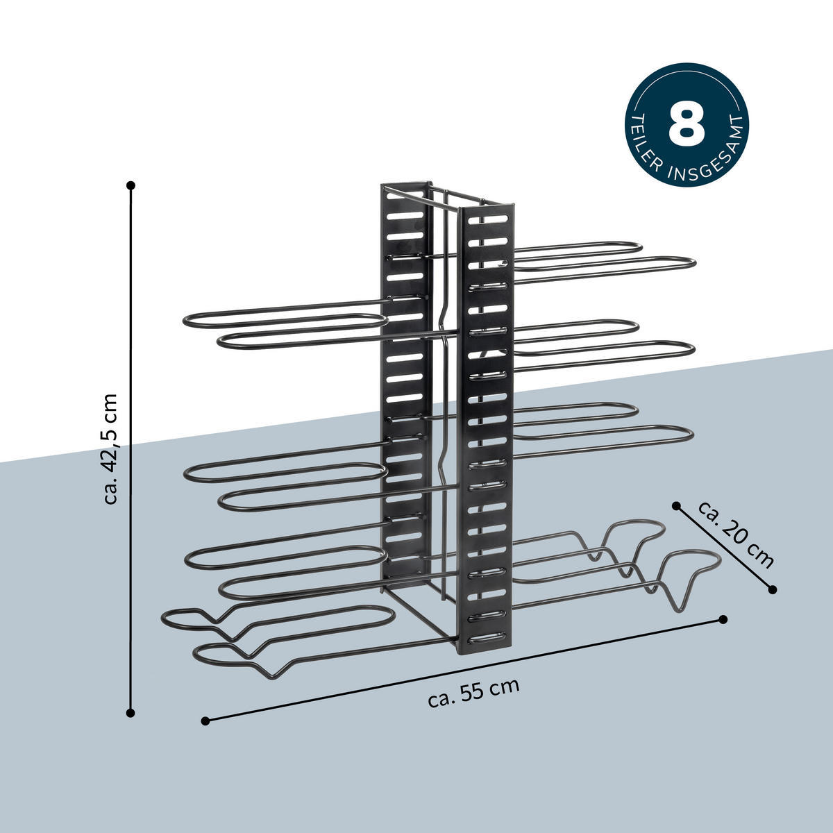 TOPFDECKELHALTER, schwarz - Schwarz, Metall (55/42.5/20cm) - eluno