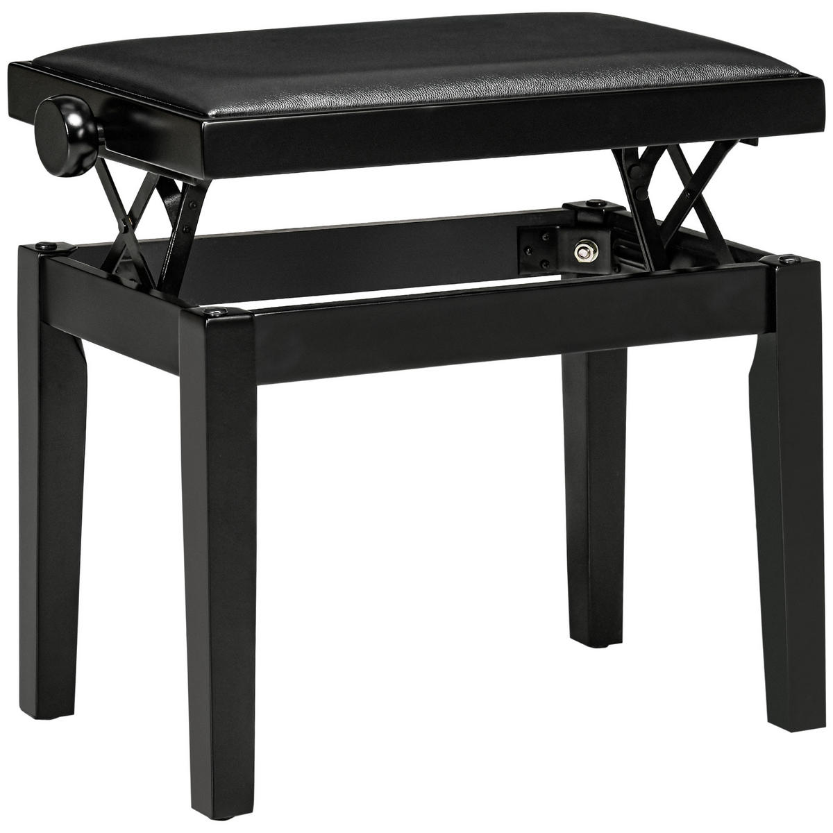 KLAVIERBANK DE-07236 höhenverstellbar mit Hochglanz und Kunstleder Schwarz - Schwarz, Holz (33/56/63cm) - ComfortXL
