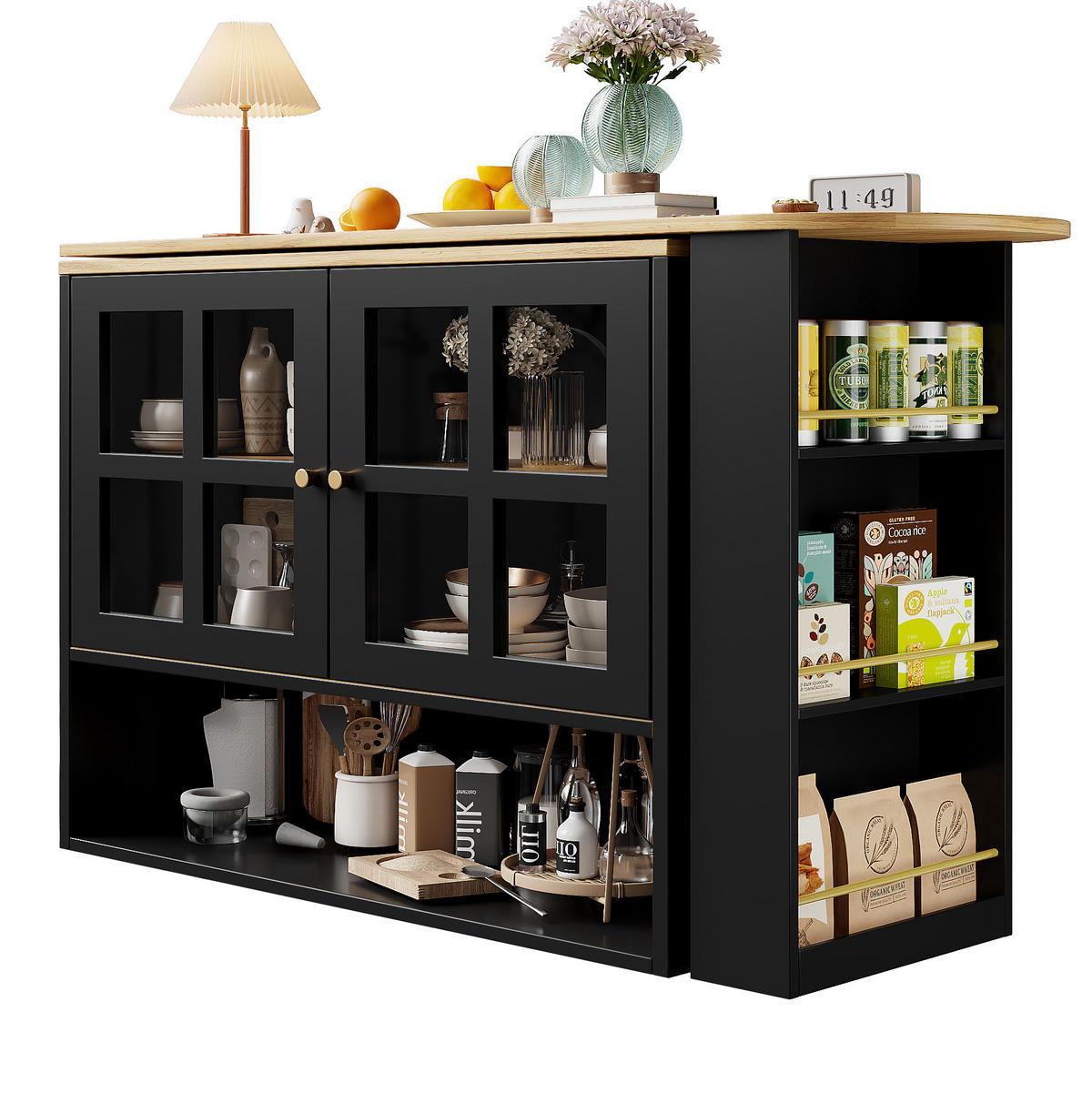 STEHTISCH 360° drehbar ausziehbar 138-204 cm MDF Schwarz - Schwarz, Holz (39/102.5/138cm) - Beauniv