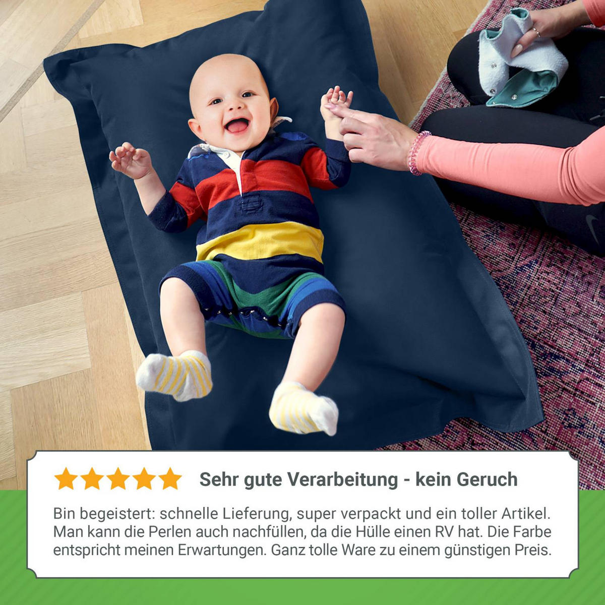 KINDER-SITZSACK 70x100cm - 70 Liter - Dunkelblau, Textil (70/10/100cm) - Green Bean