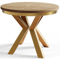 ESSZIMMERTISCH LOFT, ausziehbarer Tisch 100 cm/180 cm, Farbe: Braun, mit Metallbeinen in Farbe Gold - Goldfarben/Braun, Holzwerkstoff (100/100/76cm) - Alpi-Möbel