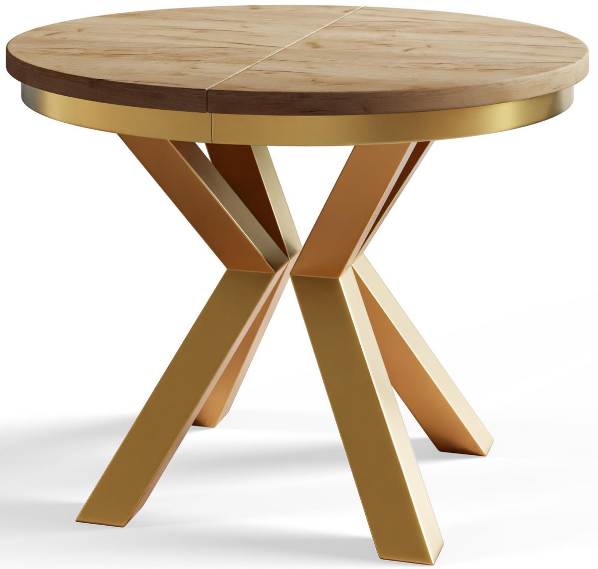 ESSZIMMERTISCH LOFT, ausziehbarer Tisch 100 cm/180 cm, Farbe: Braun, mit Metallbeinen in Farbe Gold - Goldfarben/Braun, Holzwerkstoff (100/100/76cm) - Alpi-Möbel