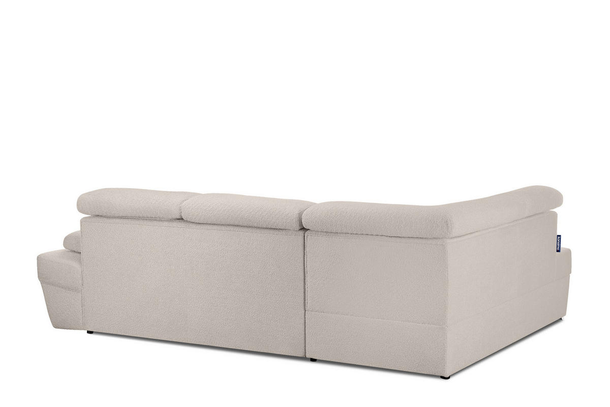 SCHLAFECKSOFA RATLO links 4/5-Sitzer mit Bettkasten, Ecru - Ecru/Silberfarben, Textil (270/190cm) - KONSIMO®