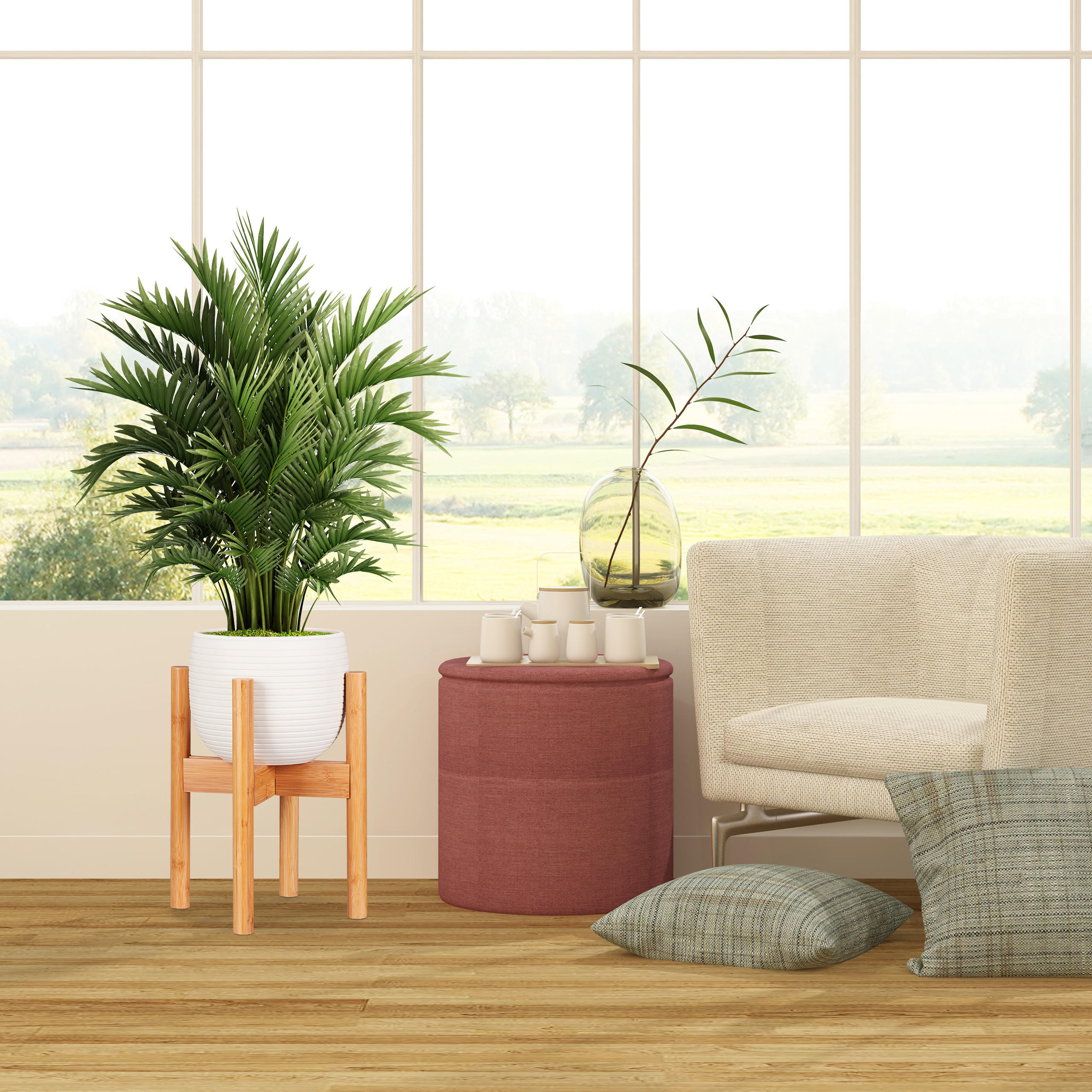 BLUMENSTÄNDER - Hellbraun, Holz (37.5/35.5/37.5cm) - Relaxdays