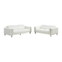 COUCHGARNITUR - 5 Personen - kunstleder - weiß Maroua - Weiß, Leder/Metall (202/87/100cm) - Vente-Unique