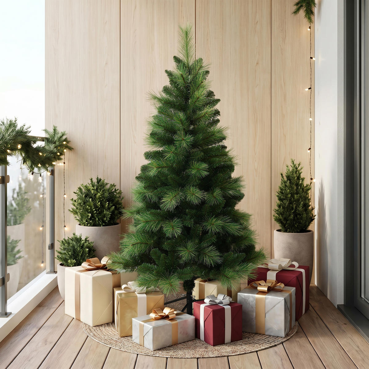 KÜNSTLICHER Weihnachtsbaum 154 cm, Kiefernoptik mit langen Nadeln - Grün, Kunststoff (154cm) - Hometopia