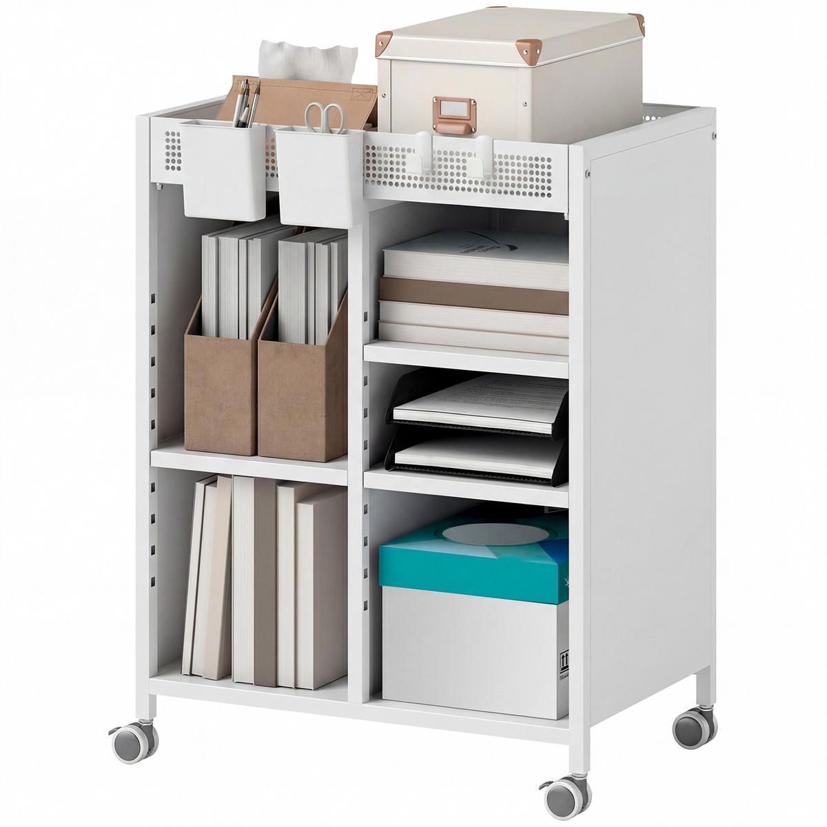 BÜCHERREGAL DE-09954 Weiß - Weiß, Metall (34/69.5/53cm) - ComfortXL
