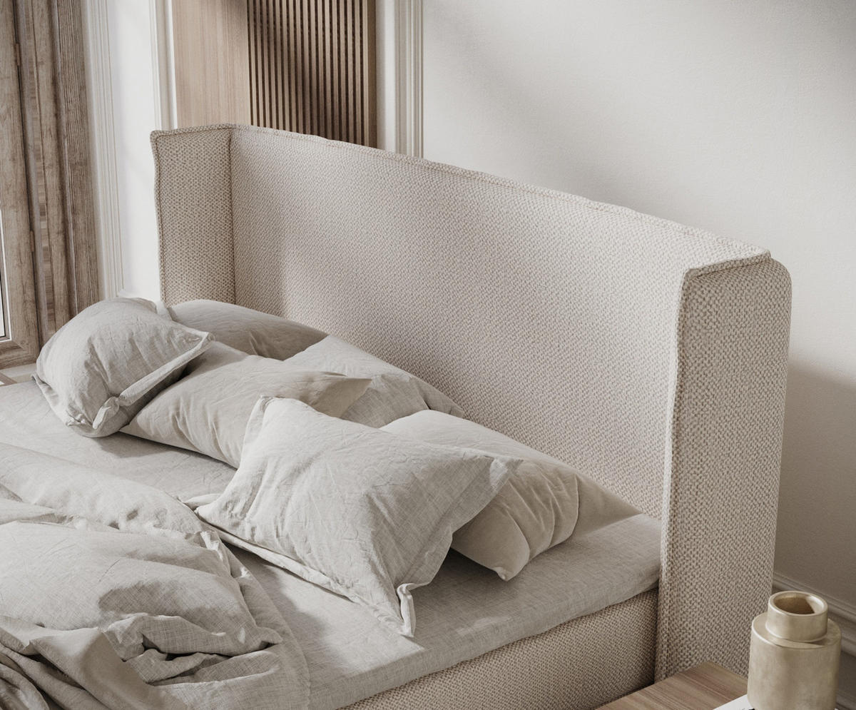 KONTINENTALBETT Ardis Creme 200/200 cm mit Matratze und Topper - Creme/Naturfarben, Holz/Holzwerkstoff (200/200cm) - Maison de Reve
