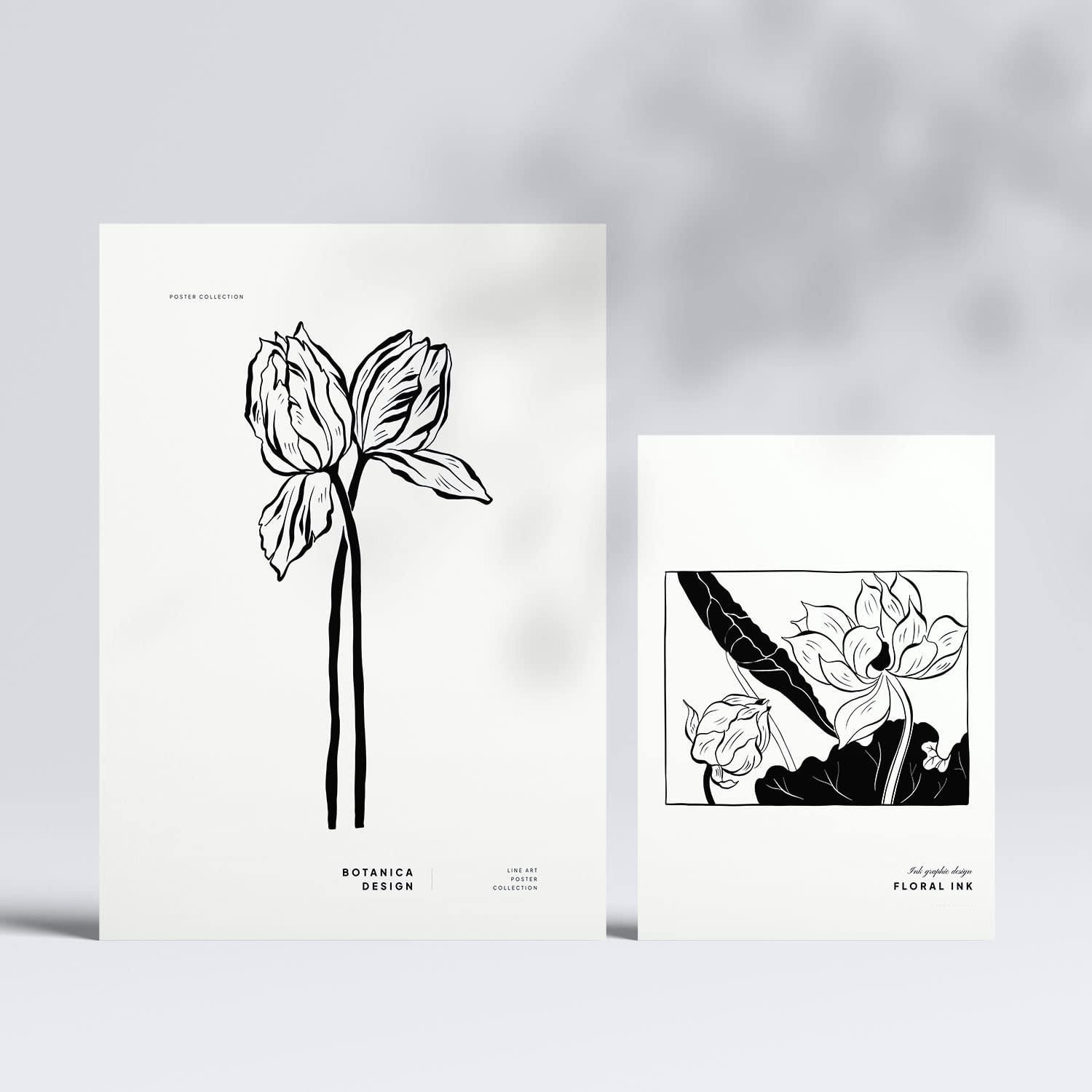 POSTER Set Mit 6 In Schwarzer Tinte Irises A3 & A4 Rahmenlos - Klar, Papier (29/3cm) - Nacnic