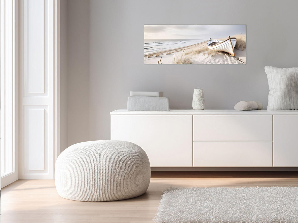 GLASBILD 80x30 cm Strand und Meer - Beige, Glas (80/30cm) - artissimo