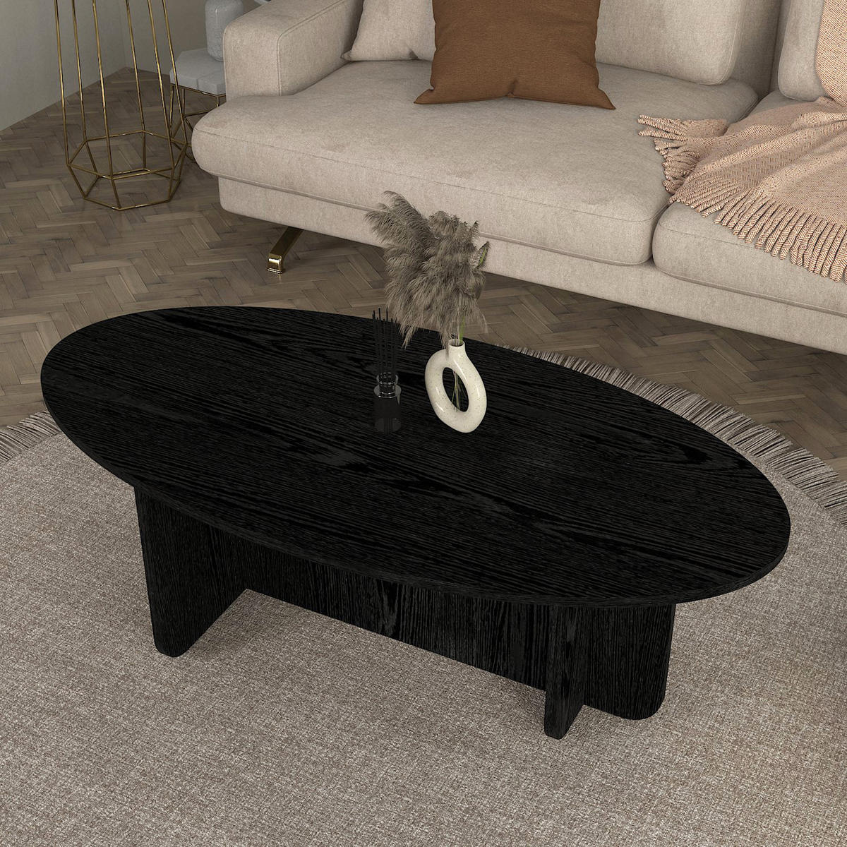 COUCHTISCH Luminous Schwarz Holzoptik 120x60 cm - Schwarz, Holzwerkstoff (60/120/40cm) - moebel17