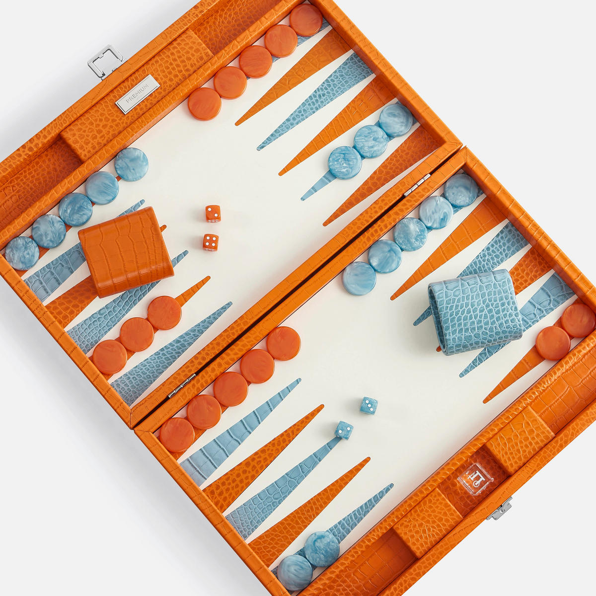 BACKGAMMON – Groß BACKGAMMON Leder Sonnenorange 46cm - Orange, Leder (46/30.3cm) - Premium Interiors