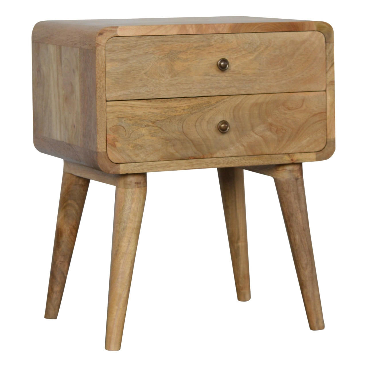 NACHTTISCH mit 2 Schubladen - Messingfarben/Braun, Holz/Metall (45/55/35cm) - Artisan Furniture