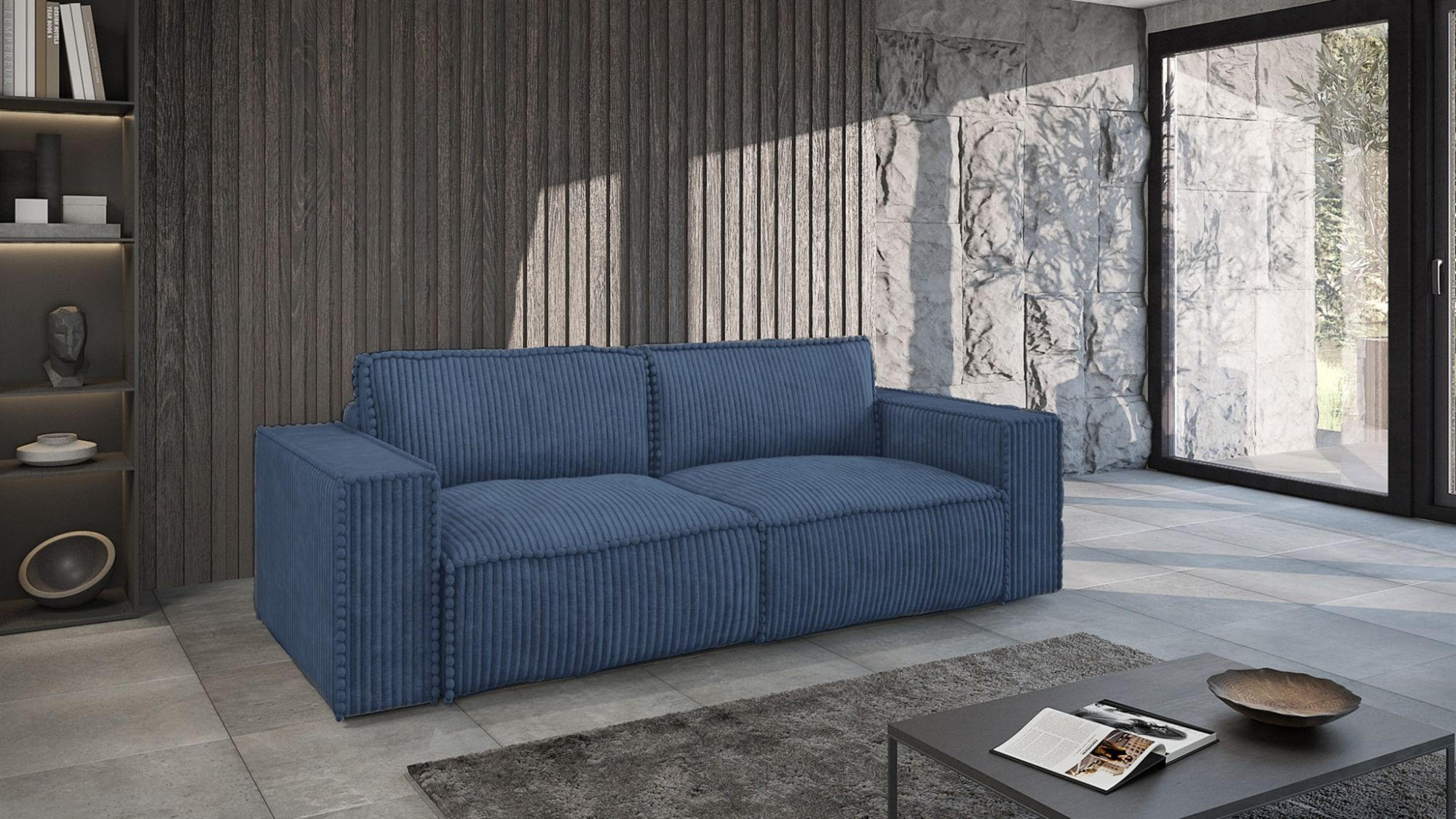 SCHLAFSOFA Vajana - Dunkelblau, Holzwerkstoff/Textil (240/86/102cm) - Fun Möbel