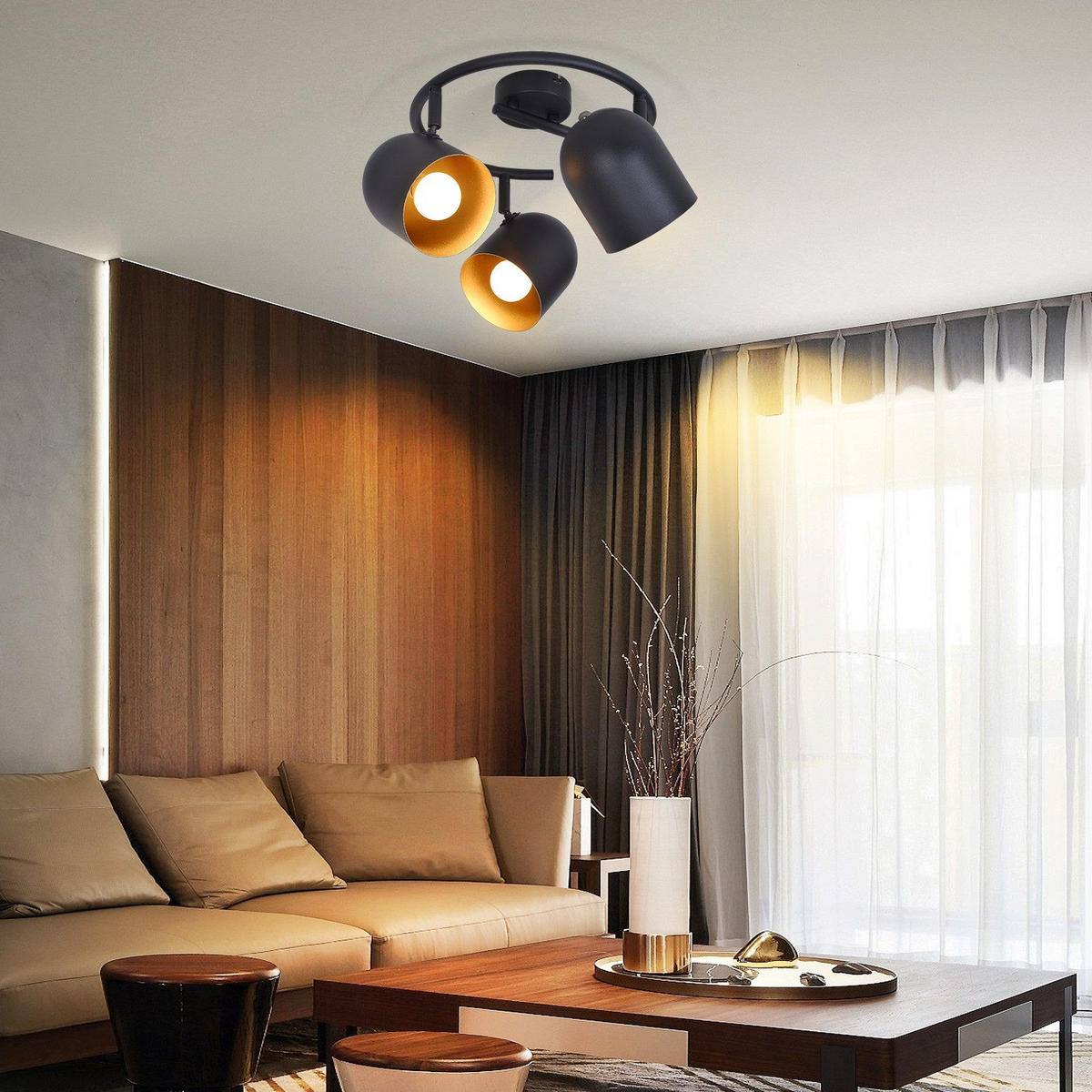 STRAHLER Gera 3-flammig 25/25/21 cm - Schwarz, Metall (25/25/21cm) - Nettlife