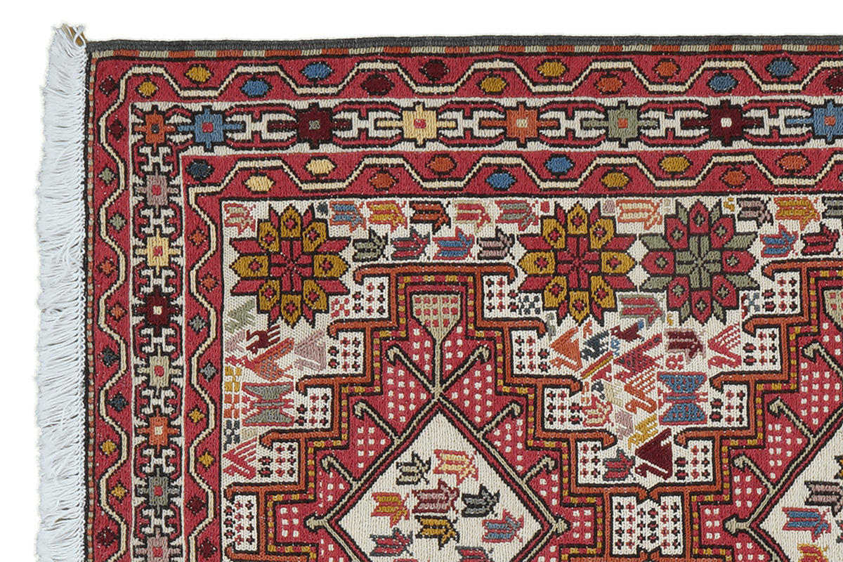 HANDWEBTEPPICH Sumak Shahsavan Beige 92/80 cm Baumwolle - Beige, Textil (80/92cm) - Looma