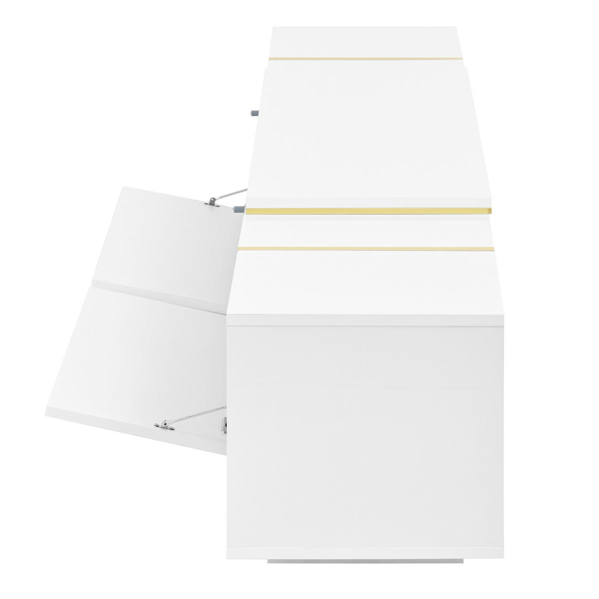 TV-LOWBOARD ausziehbar 275 x 35 x 37 cm, Spanplatte, Hochglanzfronten, Weiß - Weiß, Holzwerkstoff (275/37/35cm)
