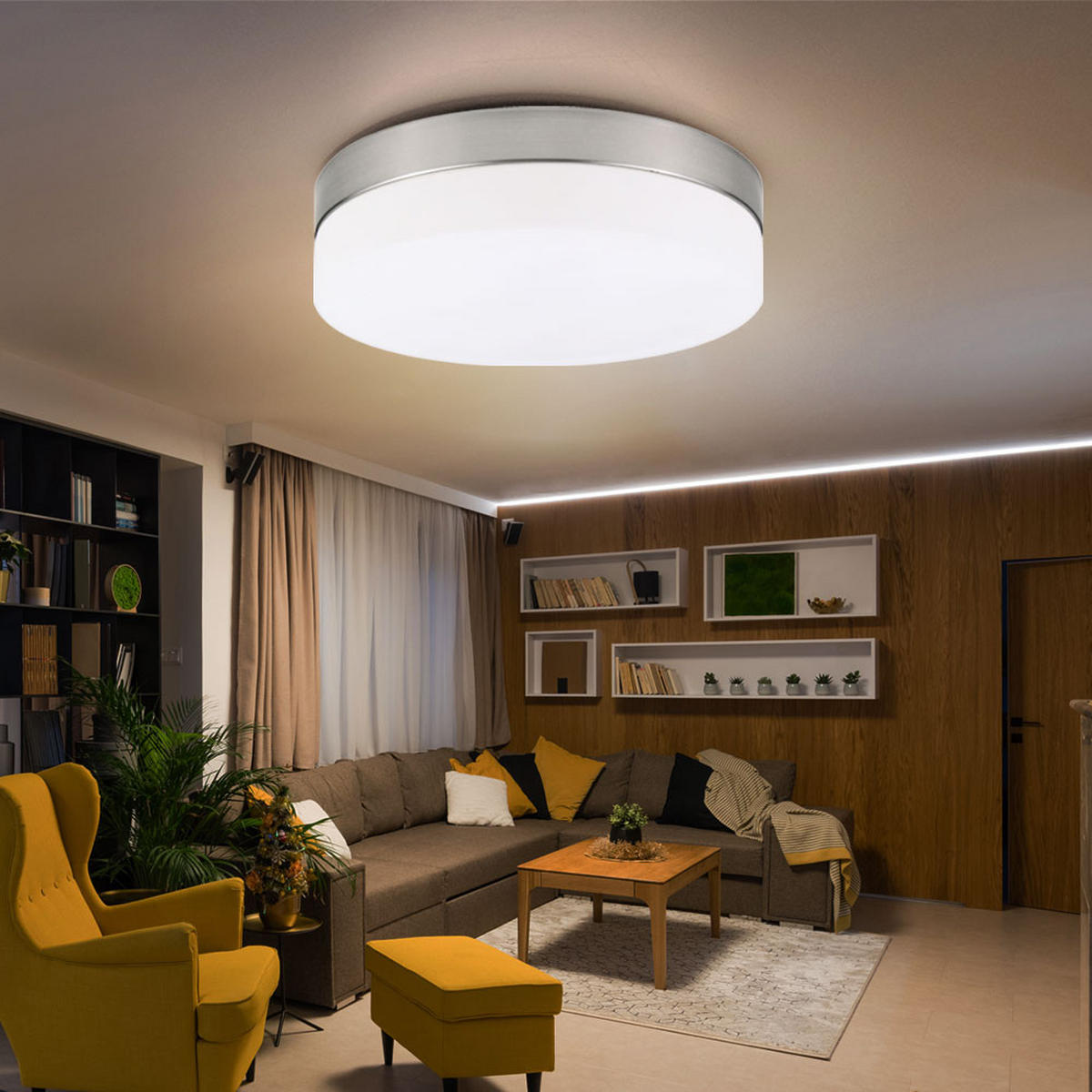 LED DECKENLEUCHTE Metall Silber Opal - Silberfarben, Glas (24/24/6.5cm) - Globo Lighting