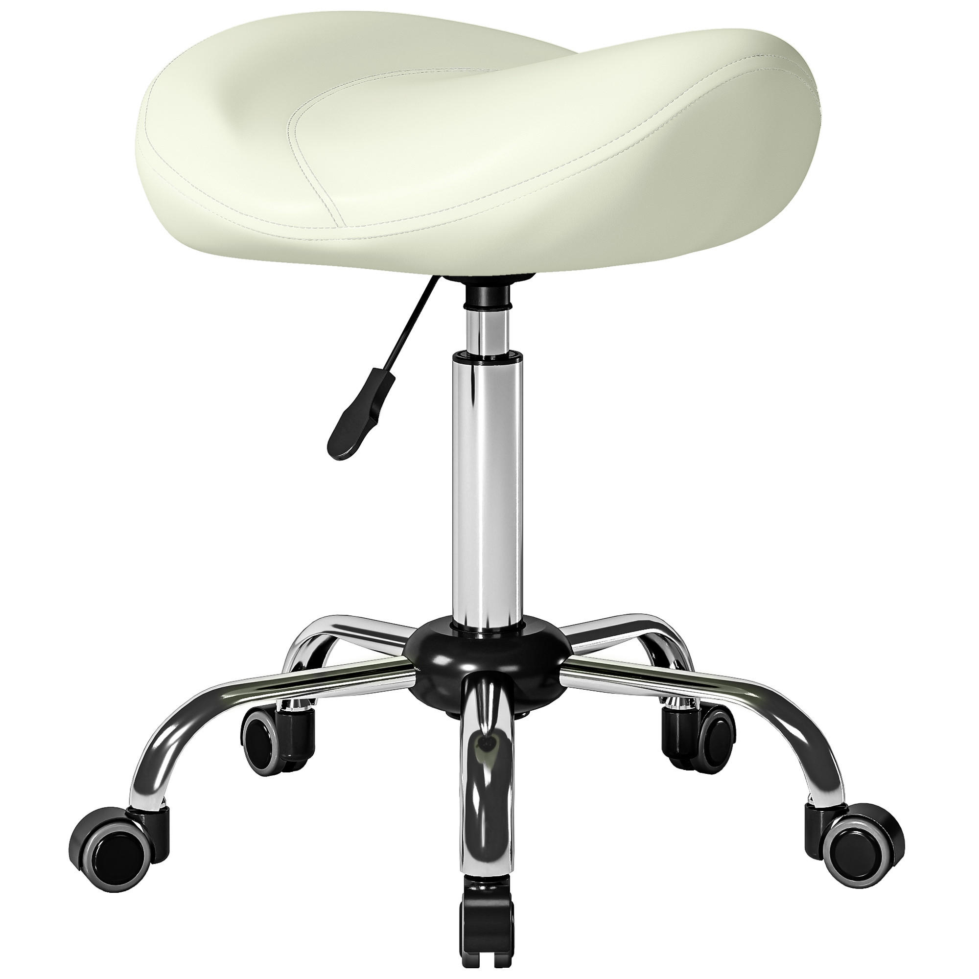 DREHHOCKER DE-09912 höhenverstellbar, PU-Leder Cremeweiß - Creme, Metall (48/71/48cm) - ComfortXL