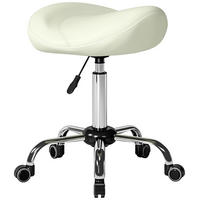DREHHOCKER DE-09912 höhenverstellbar, PU-Leder Cremeweiß - Creme, Metall (48/71/48cm) - ComfortXL