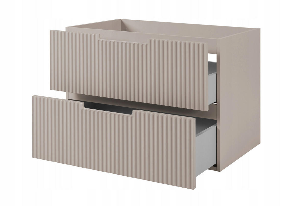 WASCHBECKUNTERSCHRANK VENA 160 cm mit Arbeitsplatte Farbe: Kaschmir geriffelte Vorderseite Kaschmir - Kaschmir, Holzwerkstoff (160/58/46cm) - Rodan