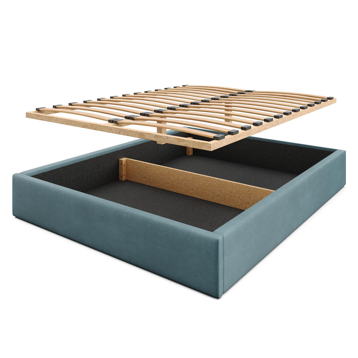 POLSTERBETT 160x200cm Bett mit Stauraum Lattenrost Meerfarbe - Blau, Holz/Holzwerkstoff (160/200cm) - Muralo