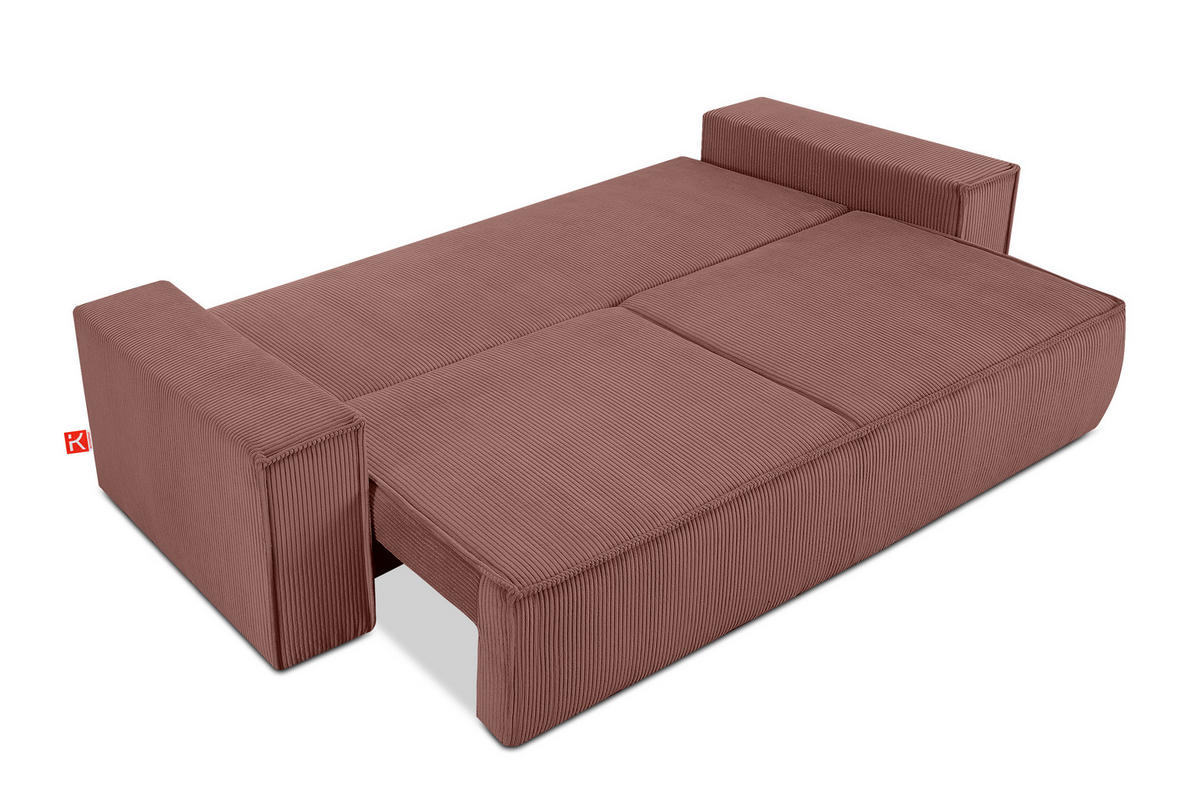 3-SITZER-SCHLAFSOFA NAPI in Pet Friendly Cord-Stoff, Rosa - Pink/Schwarz, Textil (244/89/101cm) - KONSIMO®
