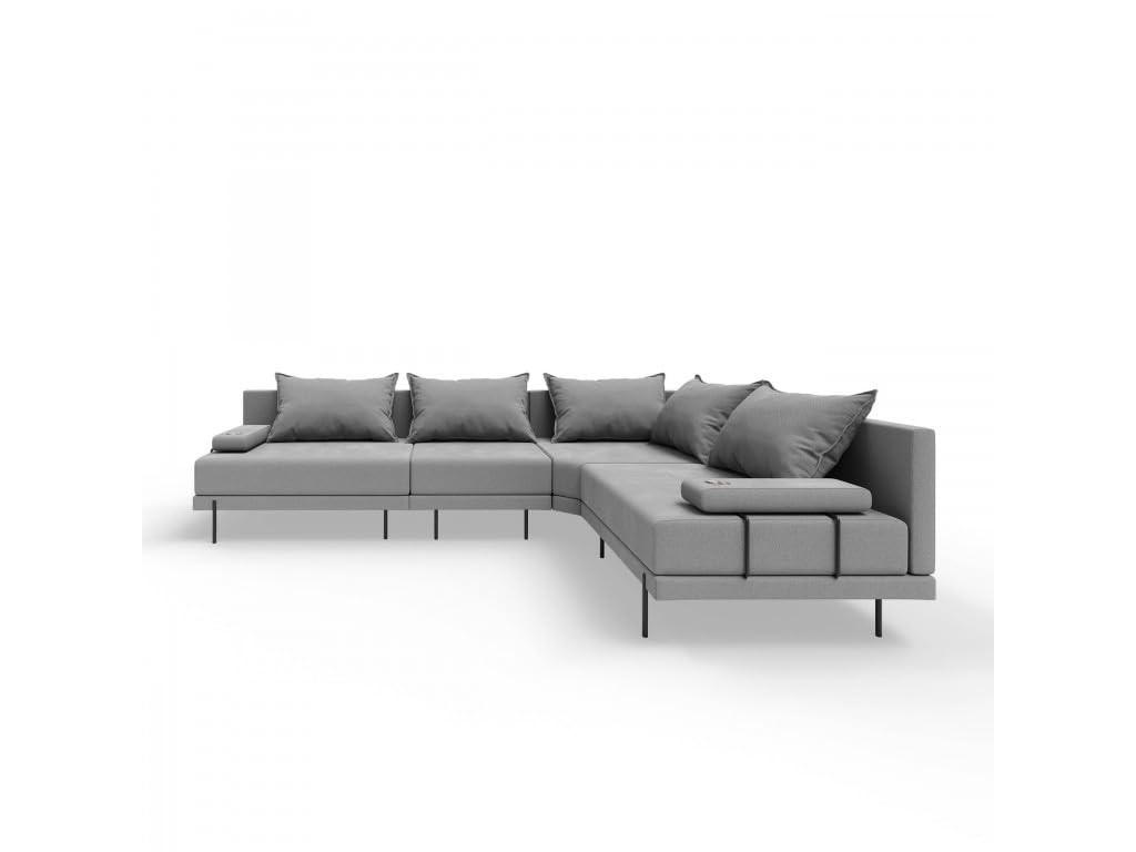 GARTENSOFA BAHAMA M - Rechts - Wetterfeste Balkonmöbel & Terrassenmöbel Außen - Moderne Lounge Möbel für Garten - Balkon & Terrasse - Grau - Grau, Kunststoff (298/75/222cm) - Trada