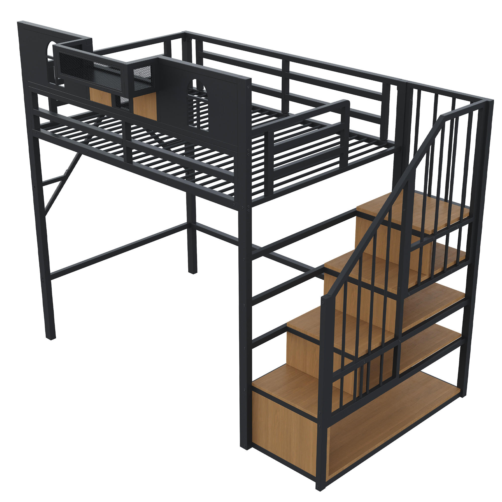 ComfortXL Hochbett Schwarz 90x200 cm