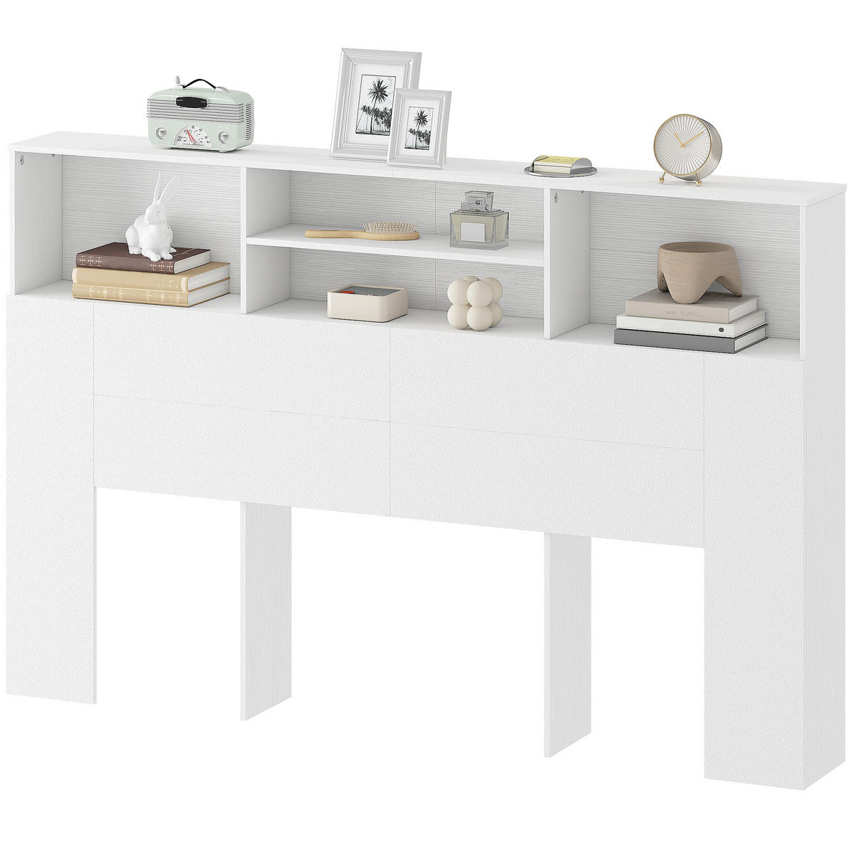 KOPFTEIL DE-18532 mit 4 offenen Fächern Weiß - Weiß, Holzwerkstoff (20.2/108.2/160cm) - ComfortXL