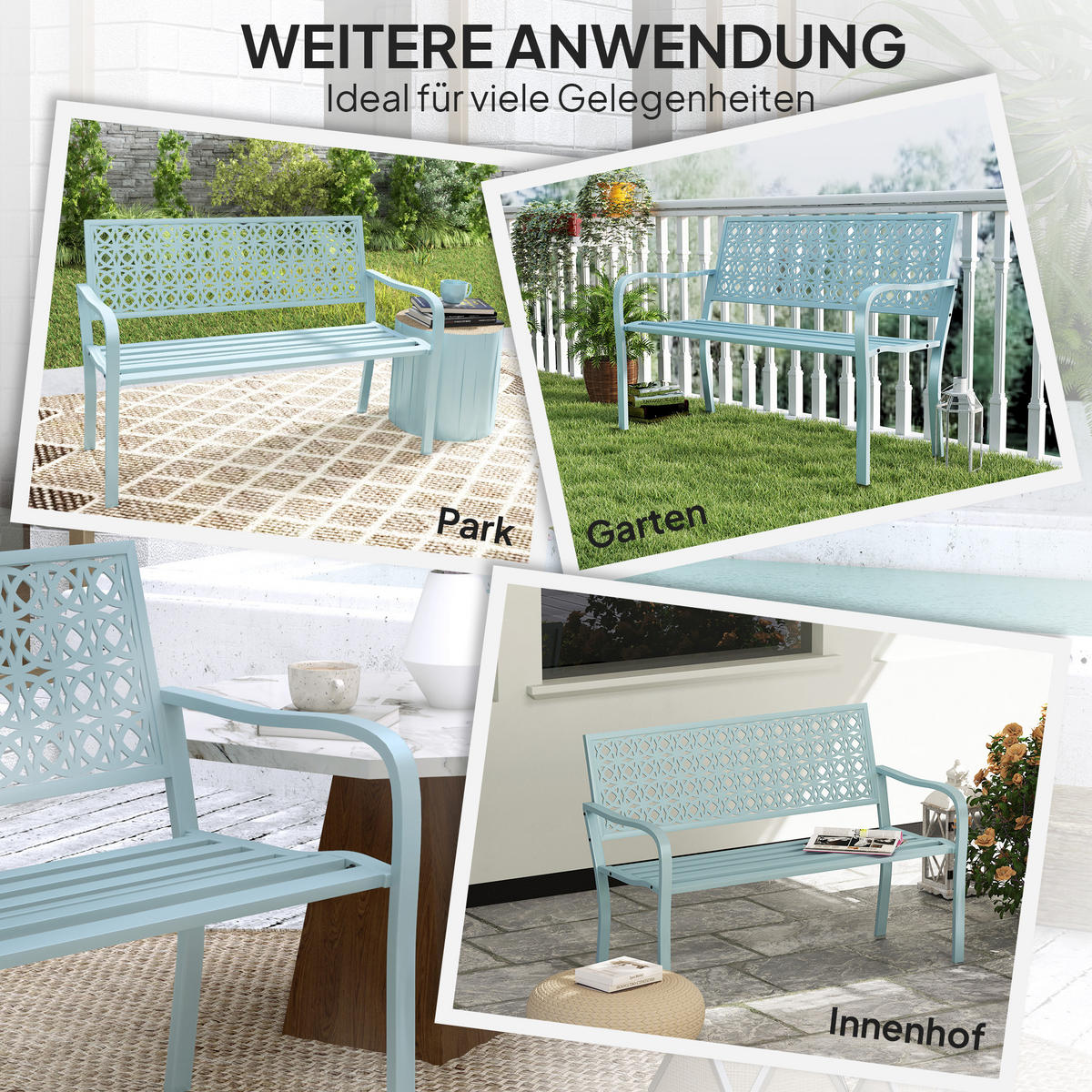 GARTENBANK 2-Sitzer - Blau, Metall (63/85/127cm) - Outsunny