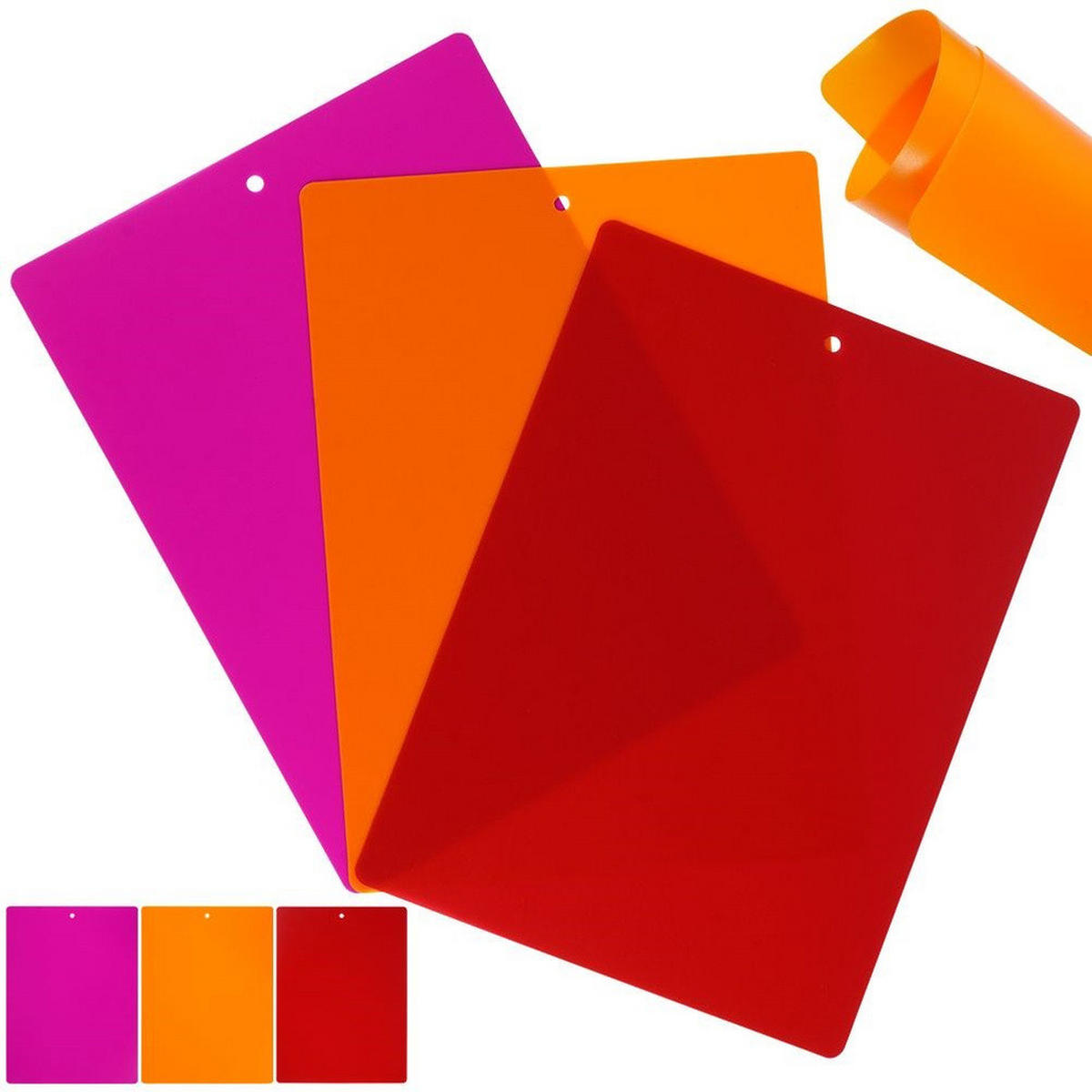 SCHNEIDEBRETT-SET Flexibel 3er-Pack bunt - Multicolor, Kunststoff (28/38cm) - Orion 