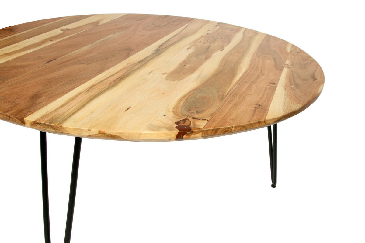 COUCHTISCH NAGAR - Beige/Schwarz, Holz/Metall (90/90/45cm) - SAM