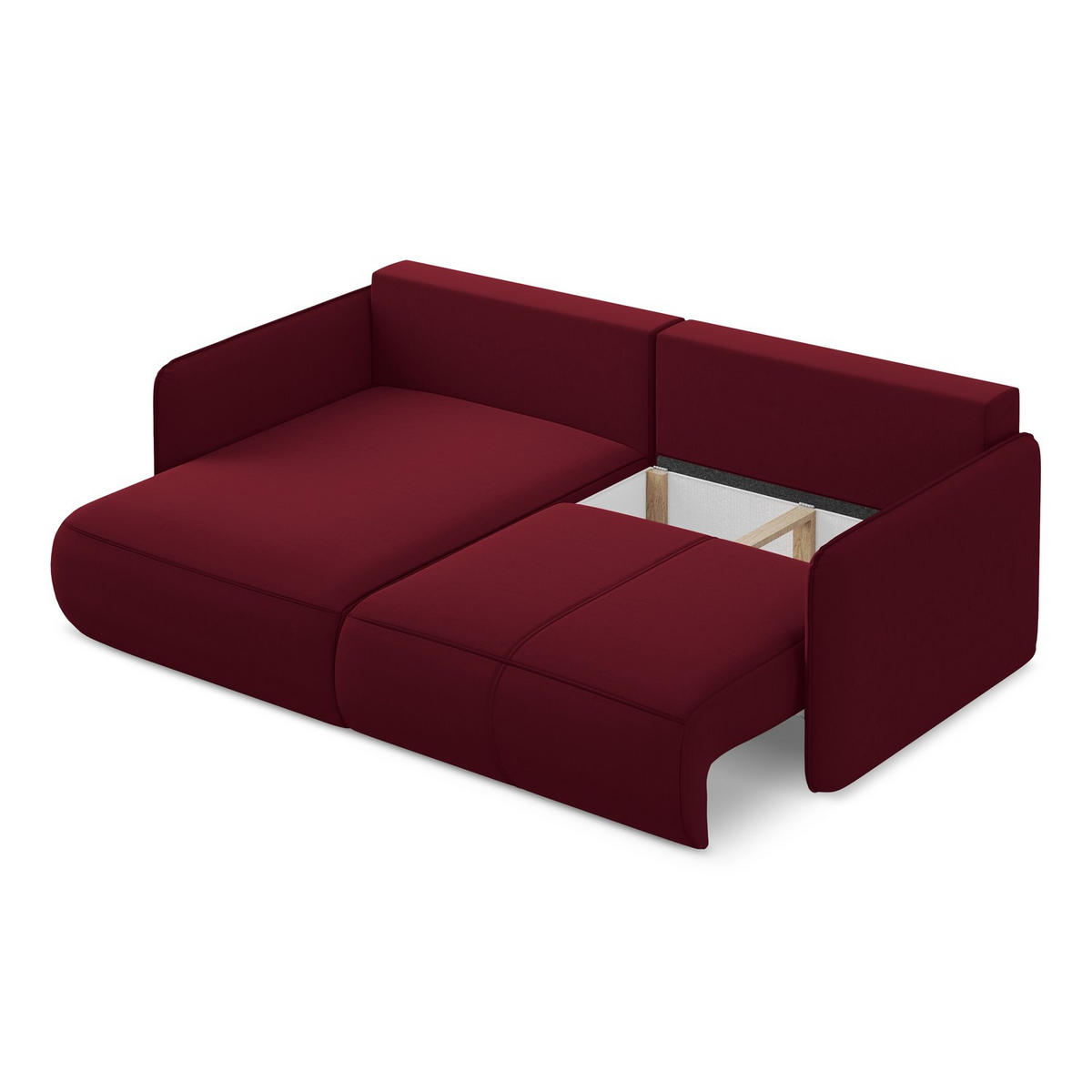 ECKSOFA mit Schlaffunktion Samt Stoff Rot - Bordeaux/Rot, Kunststoff/Textil (148/207cm) - LaMiaSofa