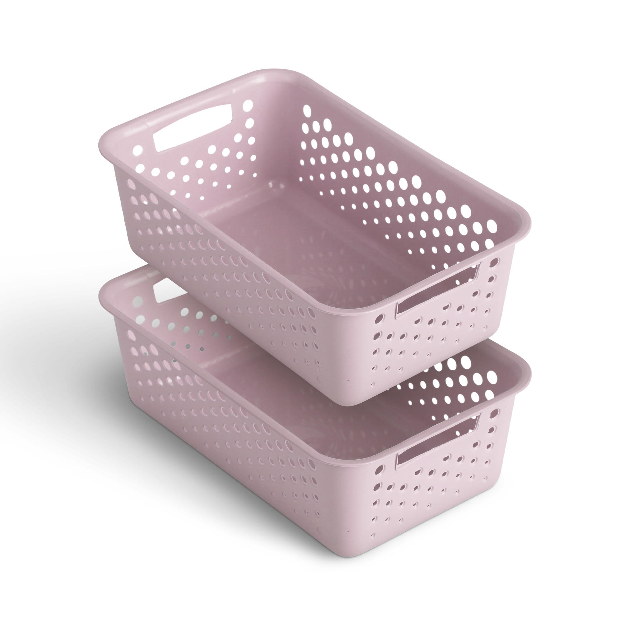 AUFBEWAHRUNGSKORB Rosa 25x16 cm - 2er Pack - Rosa, Kunststoff (16/8/25cm) - ProHome