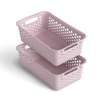 AUFBEWAHRUNGSKORB Rosa 25x16 cm - 2er Pack - Rosa, Kunststoff (16/8/25cm) - ProHome