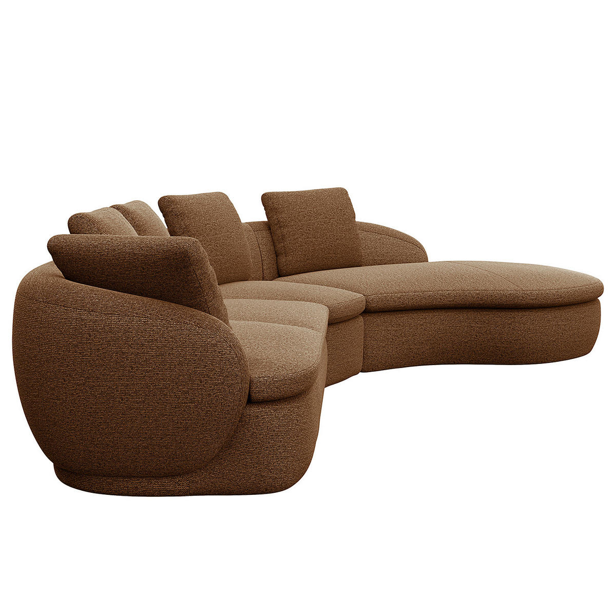 ECKSOFA mit Rundecke - Beige/Schwarz, Kunststoff/Textil (340/225cm) - home24