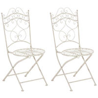 GARTENKLAPPSTUHL 2er Set Metall antik-creme - Creme, Metall (40/92/50cm) - CLP