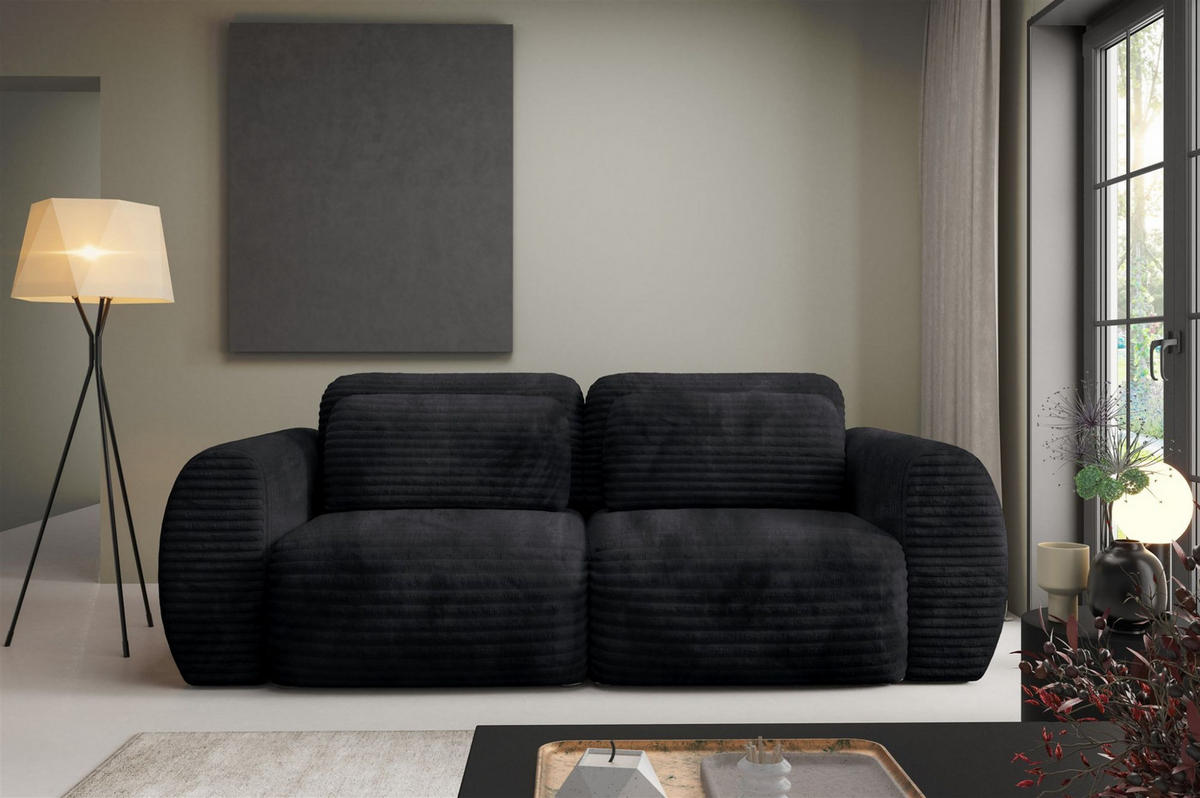 SCHLAFSOFA Simone - Schwarz, Holzwerkstoff/Textil (266/95/110cm) - Fun Möbel