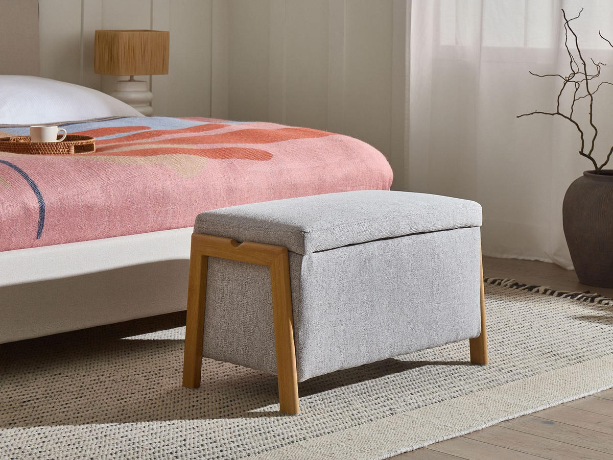 SITZBANK Grau Edland - Hellgrau/Braun, Textil (75/44/43cm) - Beliani