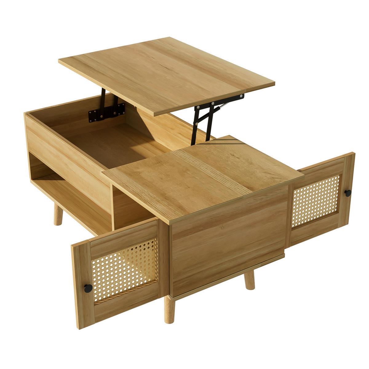 KONFERENČNÍ stolek, 103/50/46-60 cm, dřevodekor/černá, se zvedací deskou - přírodní, kompozitní dřevo (63.5/50/60cm) - BEAOK