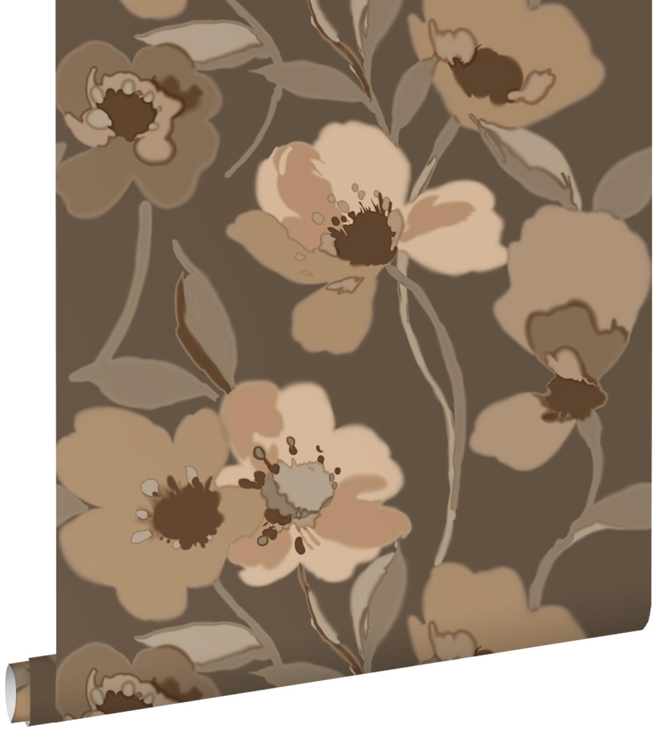 TAPETE Blumen 50 x 900 cm - Braun, Papier (50/900cm) - ESTAhome