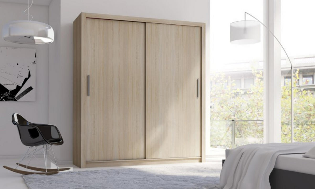 SCHIEBETÜRENSCHRANK - Kleiderschrank K002 180 - Sonoma Eiche - Sonoma Eiche, Holzwerkstoff (181/206/60cm) - Möblo